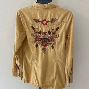 Ivy Jane Western Stripe shirt with embroidery on back. Size S